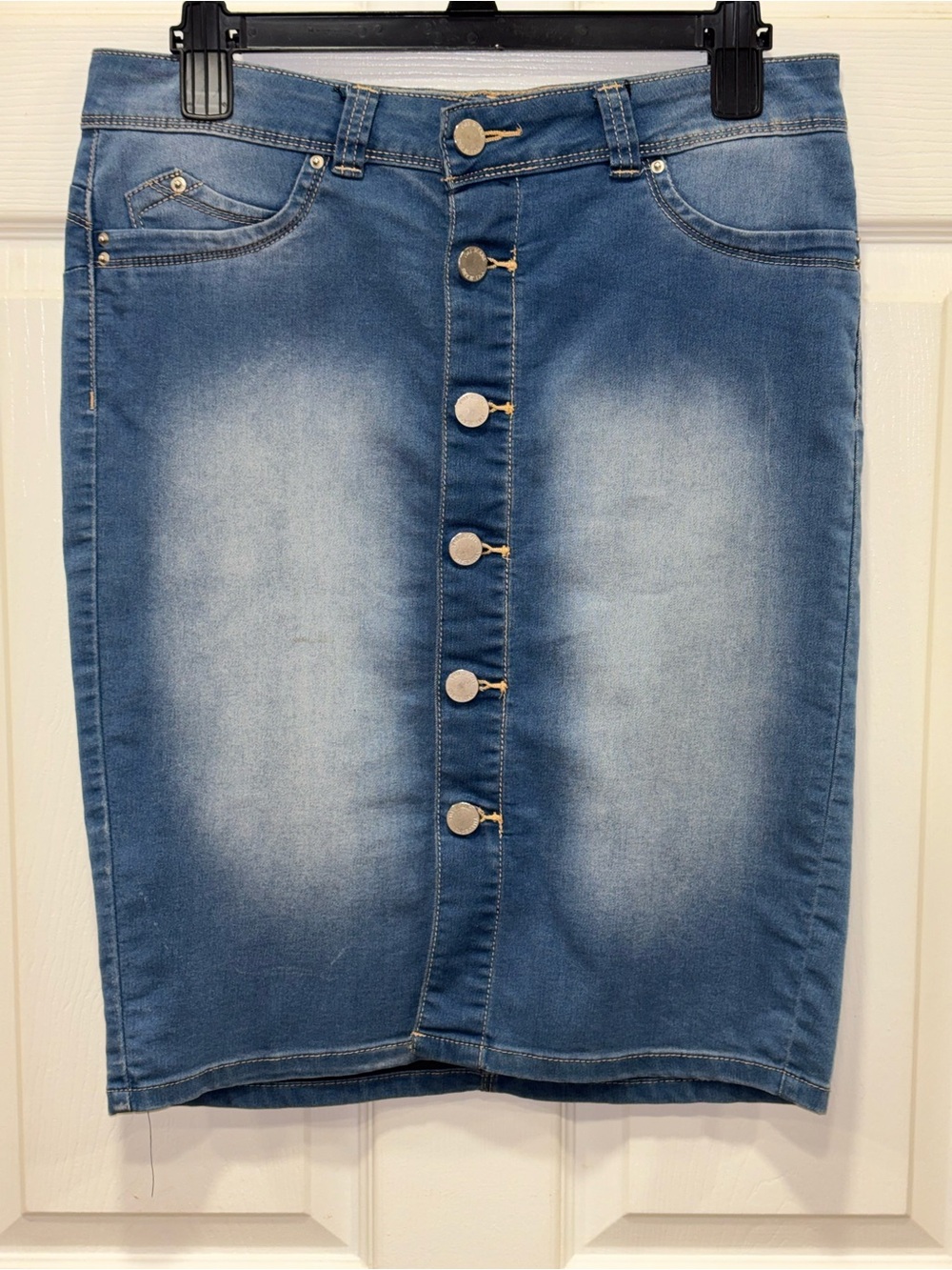 YMI Dark Blue Denim Skirt with Pink Label